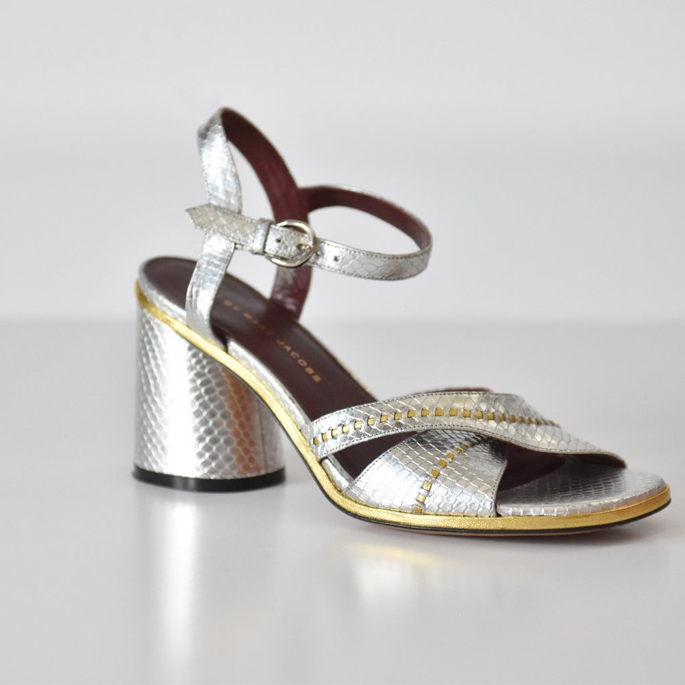 Marc by Marc Jacobs Embossed Metallic Strap Sandal